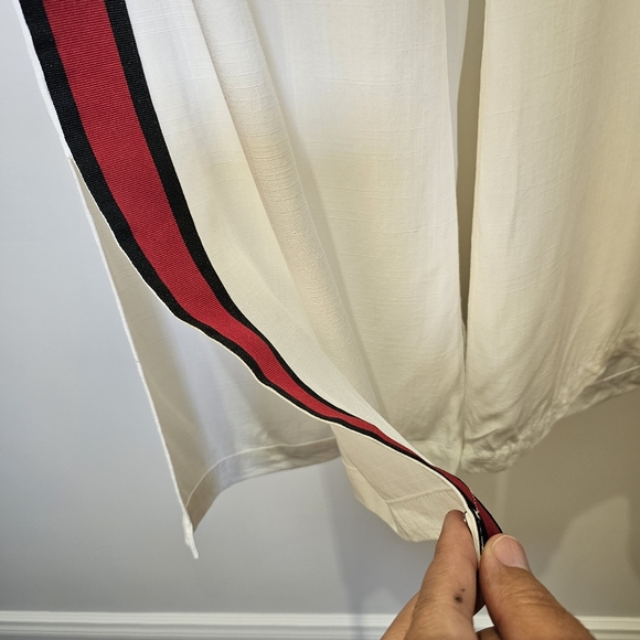 Indigo Rein white with red stripe rayon wide leg side slit beach pants size S US - Picture 5 of 10